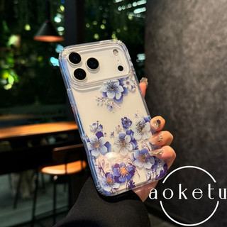 Ốp điện thoại trong suốt hoa laser sang trọng phù hợp cho iPhone 13, 14, 15, 16, 17 Pro Max, túi khí bao gồm tất cả, vỏ silicon chống rơi