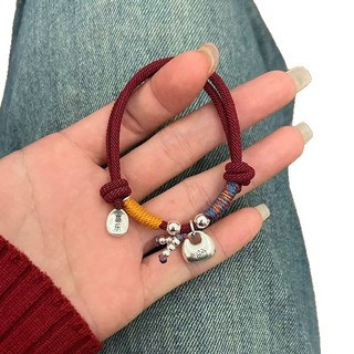 Vòng tay dệt thủ công có thể điều chỉnh, thiết kế mũm mĩm màu dây đỏ, món quà hoàn hảo dành cho nàng