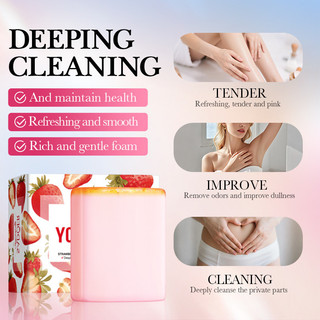 Xà Phòng Vùng Riêng SADOER Hương Dâu 100g Dịu Nhẹ Làm Sạch Tươi Mát Kèm Lưới Tạo Bọt