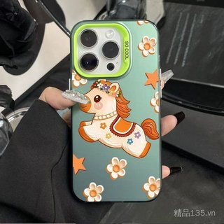 Tranh Sơn Dầu Pony Thích Hợp Cho 17Promax Vỏ Điện Thoại iPhone16 Vitality Case 15 Châu Âu Mỹ Phong Cách 14 13