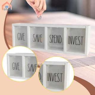 Hộp Đựng Tiền Hóa Đơn Tiền Xu 4 Ngăn Bằng Gỗ Heo Đất Lưu Trữ Hộp Đựng Tiền Ngân Hàng Cho Người Lớn Bé Trai Bé Gái Trẻ Em