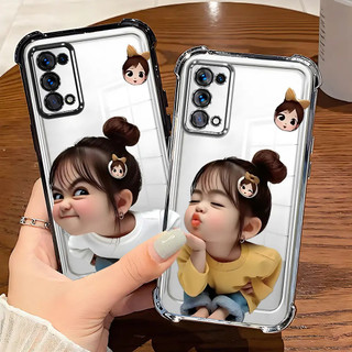 Ốp điện thoại OPPO Reno5 4G TPU trong suốt, thiết kế bé gái dễ thương, chống sốc, chống trượt, chống vân tay