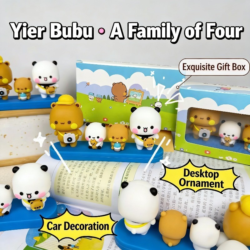 Một Họ Bốn Búp Bê Bubu Dudu Trang Trí Ô Tô Trang Trí Nội Thất Ô Tô Dễ Thương Kawaii Panda Bubu & Yier Búp Bê Đồ Chơi Trẻ Em