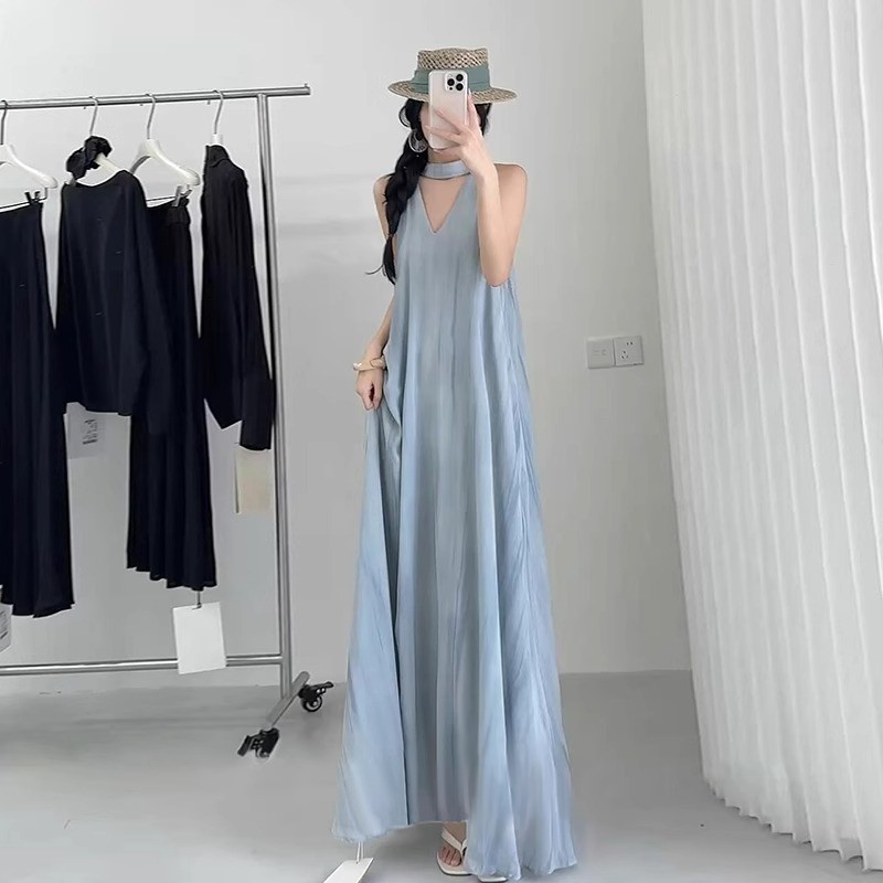 Đầm không tay mùa hè cho nữ, đầm dài rộng rãi và mát mẻ cho kỳ nghỉ biển