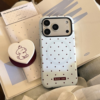 [Sheren] Vỏ điện thoại hình chú chó con chấm bi màu xanh sữa Thích hợp cho i17 16 15 14 13 12 11 pro max Vỏ bảo vệ chống sốc