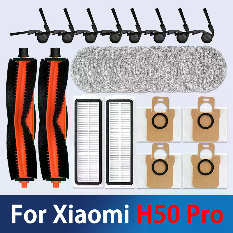 Dành Cho Xiaomi Robot Hút Chân Không H50 Pro / OV42GL Phụ Kiện Bàn Chải Bên Chính Lau Nhà Vải Lọc HEPA Túi Bụi Phụ Kiện