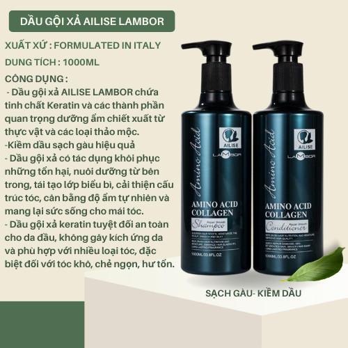 [CHÍNH HÃNG] Cặp Gội Xả AILISE - LAMBOR 1000ml Giảm rụng mọc tóc nhanh, Sạch Gàu, Phục Hồi Siêu Mượt
