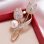 Trâm cài hoa tulip thổ cẩm với kim cương giả và ngọc trai lấp lánh - Trang trí và bảo vệ quần áo & túi xách