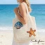 Túi đeo vai dệt kim nữ Sequined Seashell Starfish Patch Tote dệt lớn