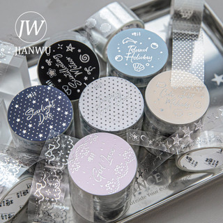 JIANWU 3 Cuộn / bộ Bạc Số Đặc Biệt Series Vintage Star Dots Vật Liệu Phong Cảnh Cắt Băng PET Tạp Chí Sáng Tạo Văn Phòng Phẩm