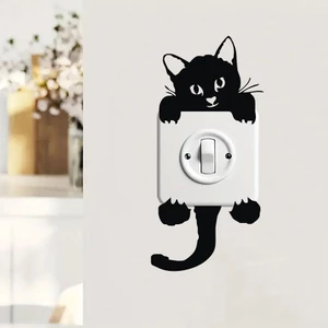Black Kitty Phòng Khách Phòng Ngủ Công Tắc Miếng Dán Tự Dính Chống Thấm Nước Có Thể Tháo Rời Dán Tường Không Hư Hại