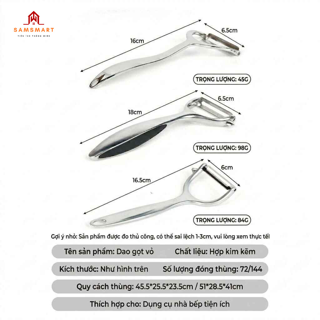 Dao Nạo Gọt Vỏ Inox 304 – Lưỡi Xoay Đa Năng, Công Thái Học, Dụng Cụ Nhà Bếp Cao Cấp