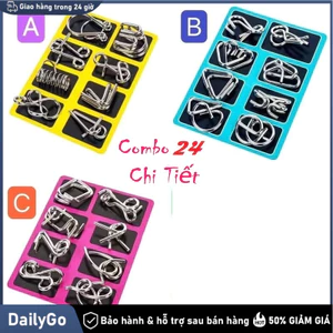 Trò chơi gỡ rối dạng khóa thông minh 24 món Đồ chơi thử thách IQ،Tháo lắp vòng sắt،Rèn tư duy logic،Phát triển quan sát