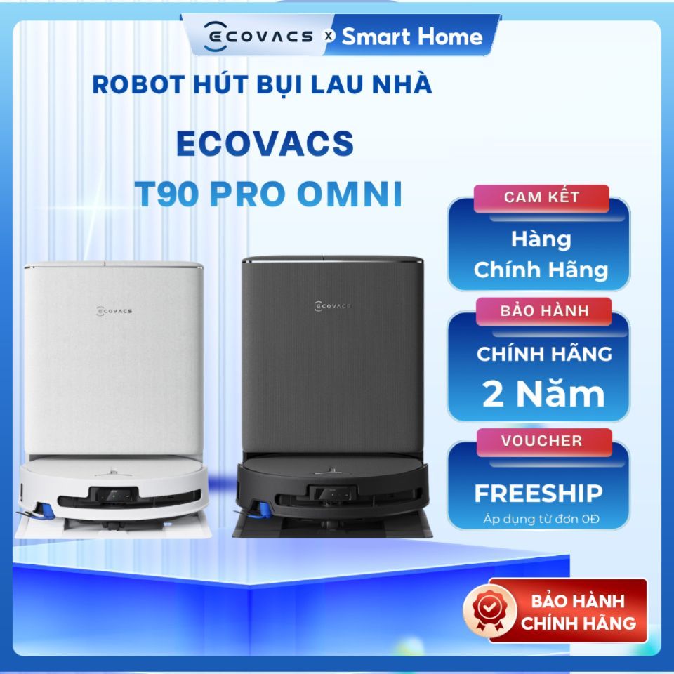 Robot hút bụi lau nhà Ecovacs DEEBOT T90 Pro OMNI - Lực hút 30.000Pa - BH chính hãng 24 tháng