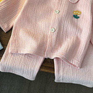 (6m-12Yrs) Bé Trai Bé Gái Cotton Gạc Ve Áo Bộ Đồ Ngủ Màu Trơn Mùa Hè Mặc Nhà Cho Bé Tập Đi Trẻ Em Thoáng Khí Loungewear