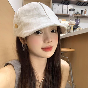 Mũ Newsboy Vải Lanh Cotton Cho Nam/Nữ với Kích Cỡ Đầu Rộng Phù Hợp Nhiều Người