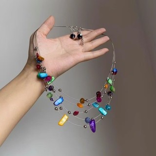 Công Nghiệp Nặng Sỏi Tua Rua Phong Cách Bohemian Xếp Chồng Vòng Cổ Niche Thiết Kế Kỳ Lạ Kỳ Lạ Tất Cả Trận Đấu Vòng Cổ 7QKO