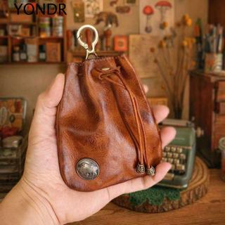 Ví đựng chìa khóa dây rút YONDR, Ví thay đổi túi cổ điển cổ điển, Móc khóa Mini PU nhỏ gọn Vòng chìa khóa Ví đựng tiền xu cho nam giới