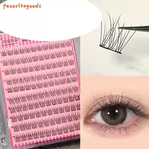 FAVORITEGOODS Lông mi giả thực tế không có keo, không cần keo dán ép vào cụm mi tự dính, kiểu dáng tự nhiên Cụm mi dán sẵn thủ công Cụm mi tự dính
