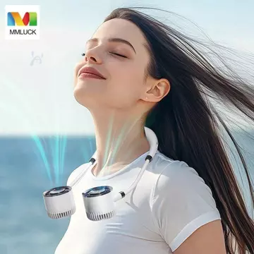 Quạt treo cổ MMLUCK, 360° Quạt di động có thể gập lại 4 tốc độ có thể uốn cong, Thiết thực Siêu yên tĩnh Đa chức năng Gió mạnh có thể đeo được Quạt đeo cổ văn phòng