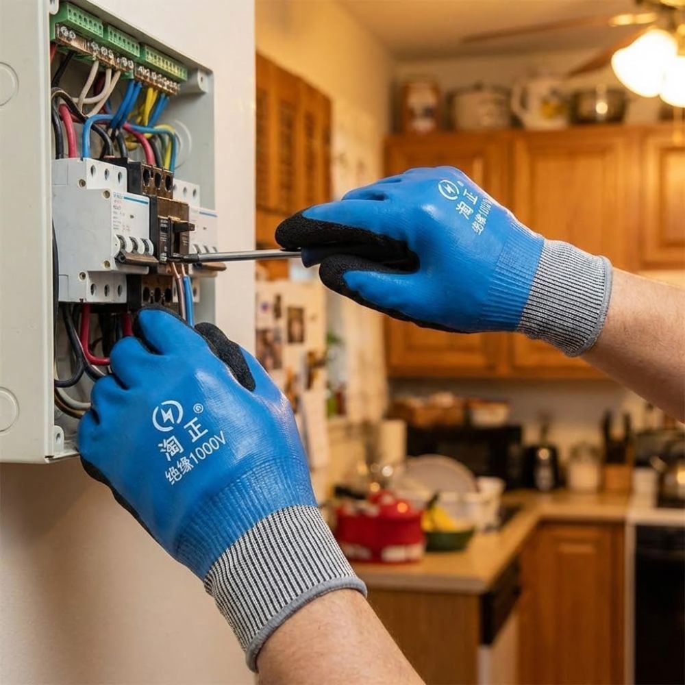 Găng tay cách nhiệt thợ điện DONOVANQQ, Găng tay chống sốc điện áp chịu được độ đàn hồi cao 1000 V, Găng tay bảo vệ an toàn chống sốc bằng cao su chống mài mòn