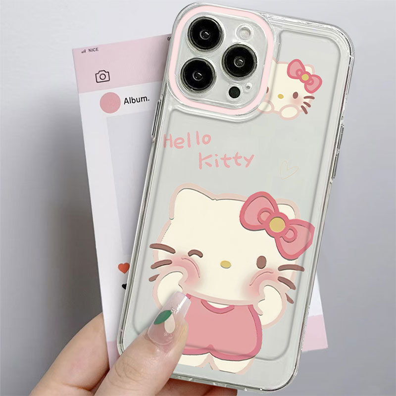 Ốp lưng iPhone trong suốt họa tiết tinh tế với Hello Cat IP 7/8/X/XS/11/12/13/14/15/16/17/Plus/Pro/Max/Air