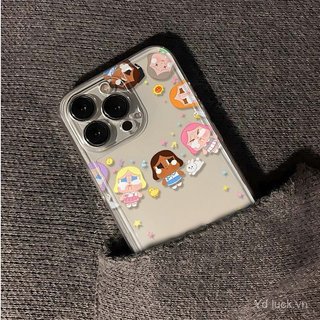 Ring Cartoon Girl Baby Vỏ bảo vệ trong suốt sáng tạo đơn giản Thích hợp cho iPhone 17promax / 16promax / 13 / 15pro / 12plus / 14 / 11pro / 14pro / 16plus / 15 / 17 / 14 Ốp điện thoại chống sốc