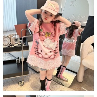Váy Hello Kitty cho bé gái – Thiết kế ren dễ thương, form rộng thoáng mát, mặc hè