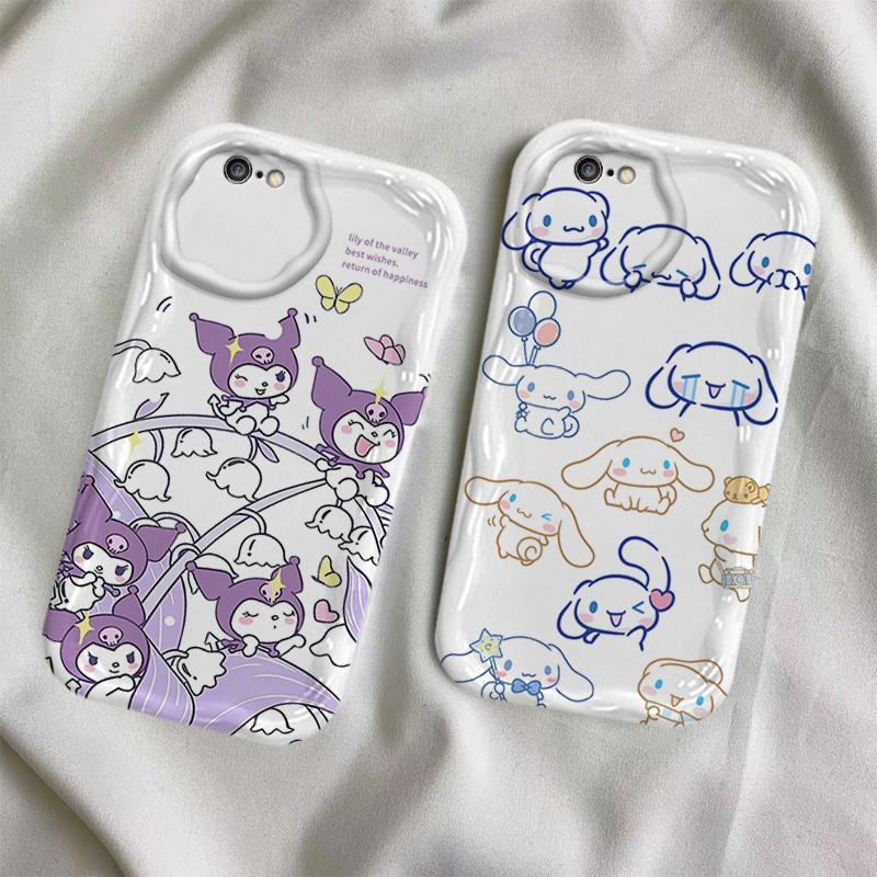 Ốp Cho iPhone 6 6S 7 8 SE iPhone 6Plus iPhone 6sPlus Vỏ Kem Hoạt Hình Cinnamoroll Cặp Đôi TPU Mềm 3D Sóng Silicon Vỏ Điện Thoại
