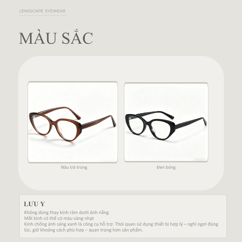 Kính chống ánh sáng xanh nữ dáng mắt mèo gọng acetate đeo hằng ngày