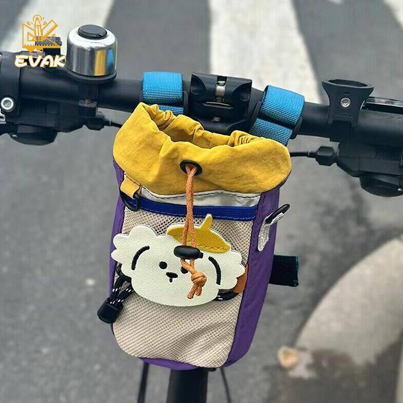 Giỏ xe đạp hình hoạt hình dễ thương cho trẻ em, có túi bảo quản và bình nước, phù hợp dùng ngoài trời