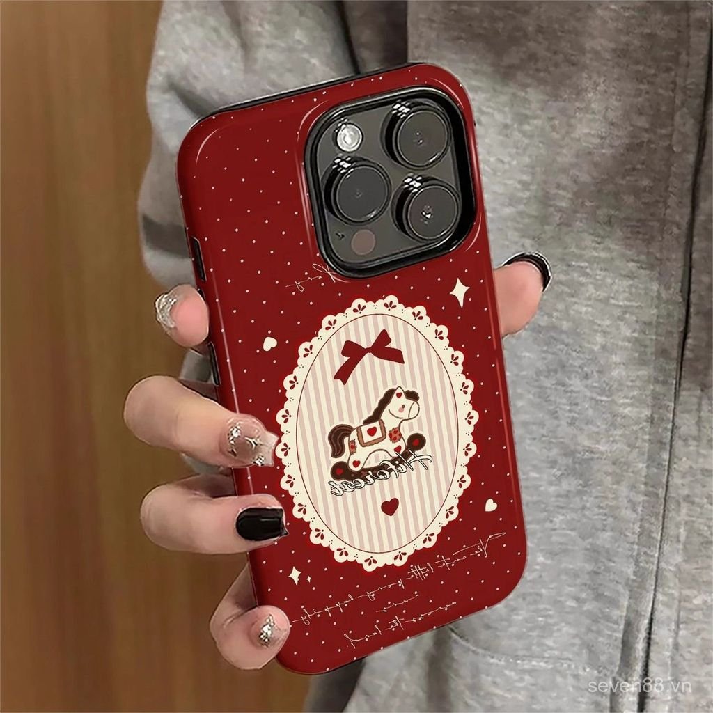 Ốp Điện Thoại Thích Hợp Cho iPhone 7 8 X XS XR XSMAX 11 12 13 14 15 16 17 Pro max Plus Air Polka Dot Pony Vỏ Bảo Vệ Chống Sốc Hai Trong Một Bao Gồm Tất Cả 4JQL