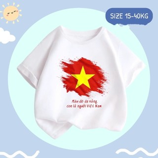 Áo thun trẻ em unisex in hình quốc kỳ, thể hiện tinh thần yêu nước, thoải mái, thoáng khí và thân thiện với da