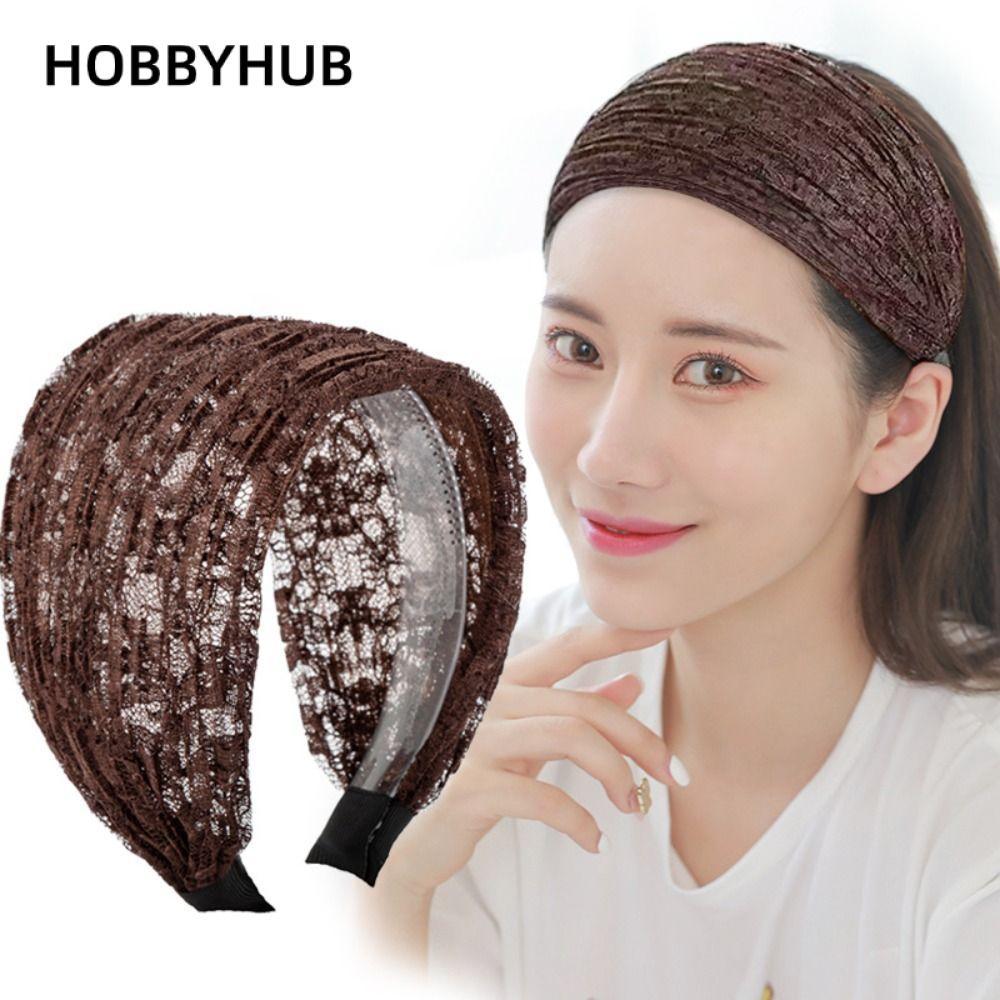 Dây buộc tóc lưới ren HOBBYHUB, không trơn trượt, phụ kiện tóc cổ điển cho nữ