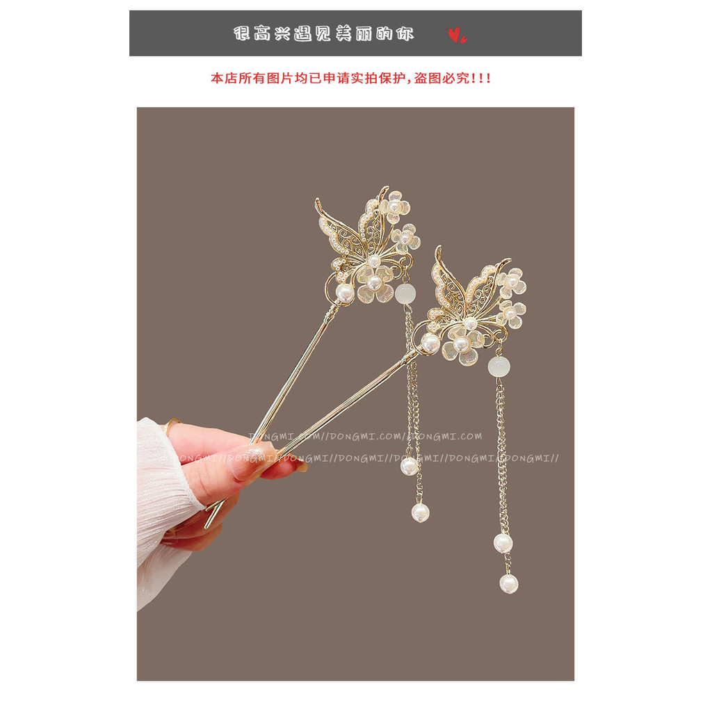 Kẹp Tóc Tua Rua Hoa Hồng, Phong Cách Trung Hoa Hanfu