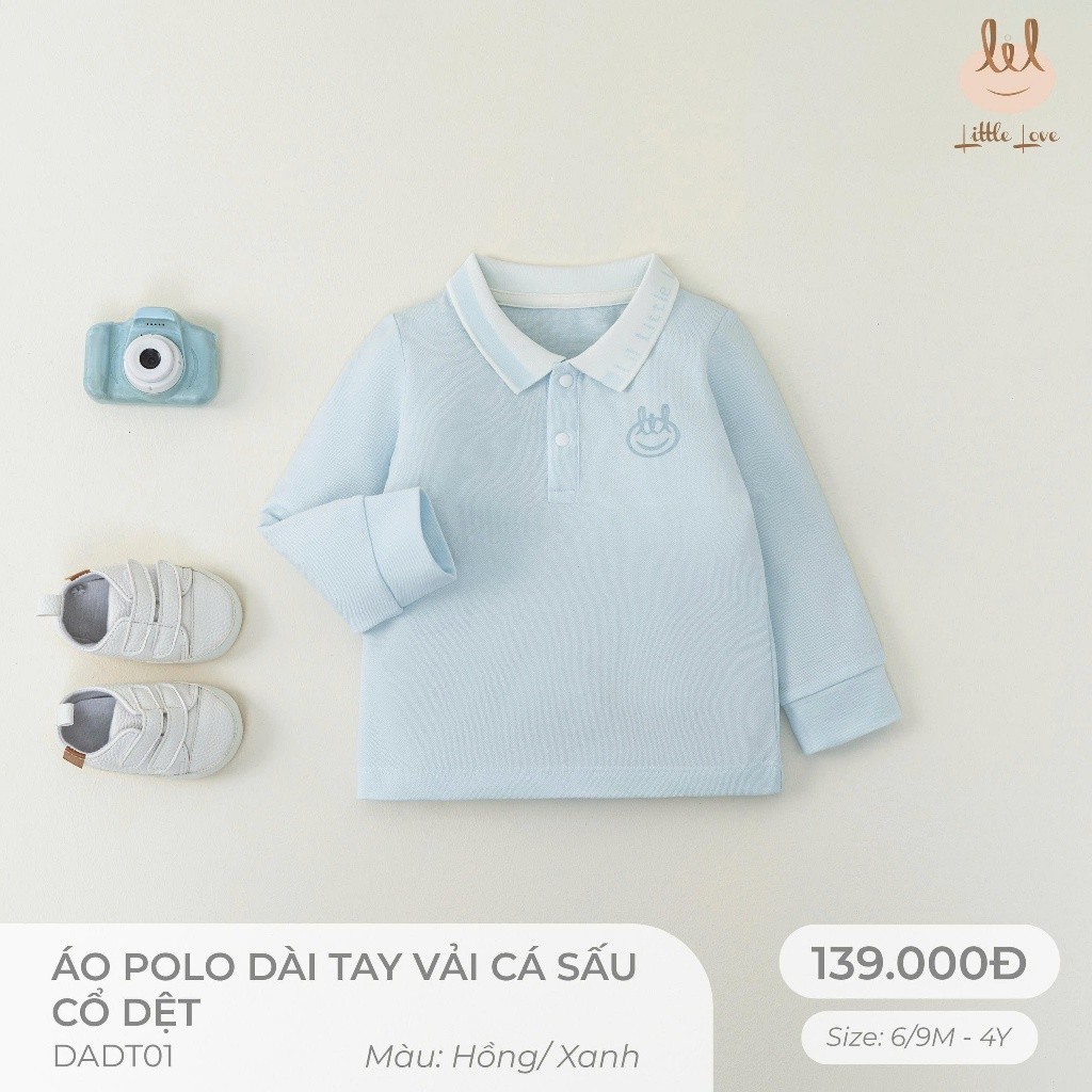 Áo Polo cá sấu dài tay cổ dệt dành cho bé Lil Little Love (DADT01)