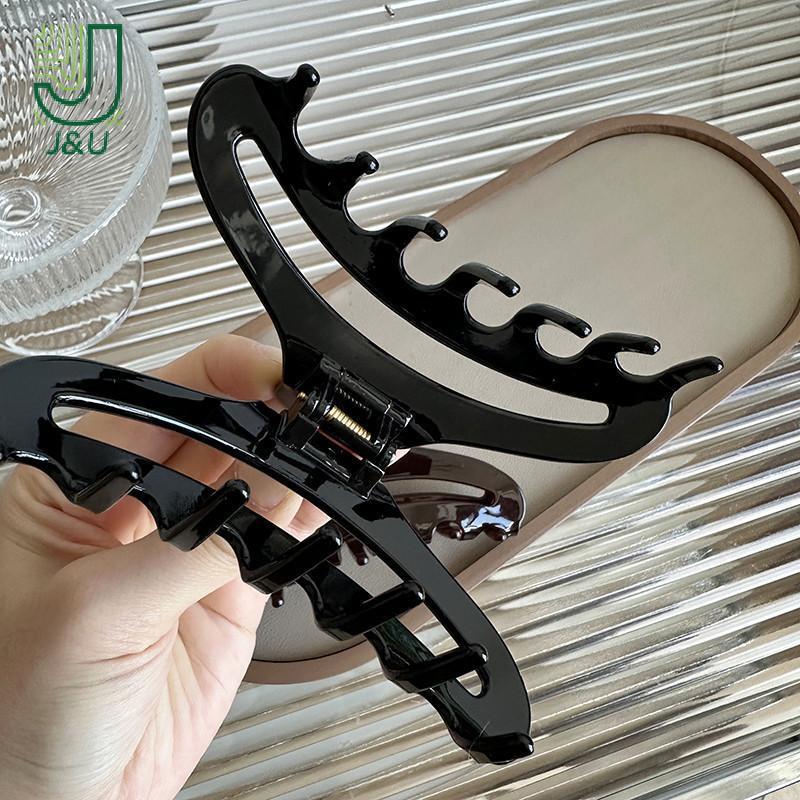 J & U Pháp Acetate Chữ Vàng Nhãn Rỗng Kẹp Phụ Kiện Tóc Nữ Sang Trọng Thời Trang Phụ Kiện Tóc Mới