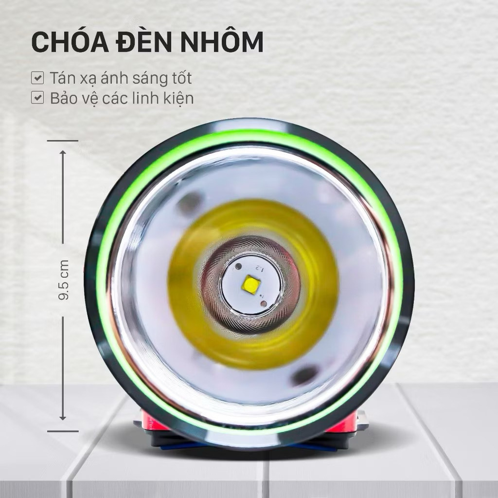 Đèn pin đội đầu siêu sáng Mỹ Linh, đèn pin D818 chống nước, vỏ hợp kim nhôm, 3 chế độ sáng