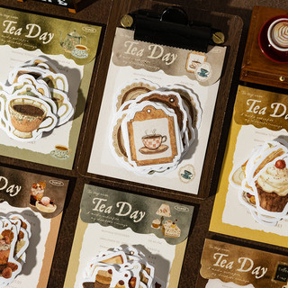 ENWEI 30 Chiếc [Dòng Trà Thời Gian] Nhãn Dán Washi Phong Cách Retro Với Họa Tiết Món Tráng Miệng Sáng Tạo Parfait Để Trang Trí Cảnh Viết Nhật Ký Và Thêu Sò