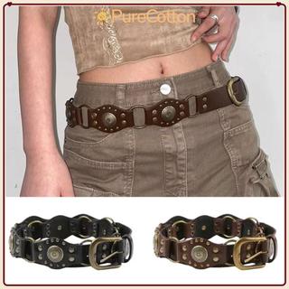 Thắt lưng Purecotton0 - Da PU phong cách Gothic Steampunk, Chi Tiết Grommet và Đinh Tán