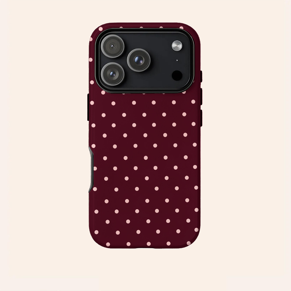 Chấm bi màu đỏ thời trang Thích hợp cho iPhone 7 8 X XS XR XSMAX 11 12 13 14 15 16 17 Pro max Plus Vỏ cứng hai lớp chống sốc chống sốc Vỏ bao gồm tất cả