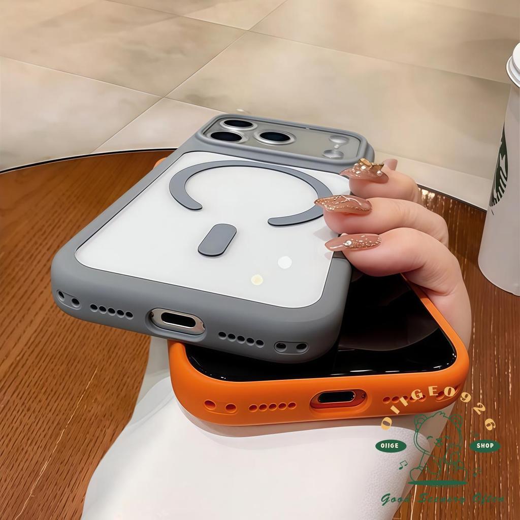 【 Ốp lưng iPhone17 】 Vỏ điện thoại từ tính lỏng chống rơi màu cam iphone17 Pro Max 16 15 cho vỏ iPhone Vỏ mềm silicon TPU chống sốc