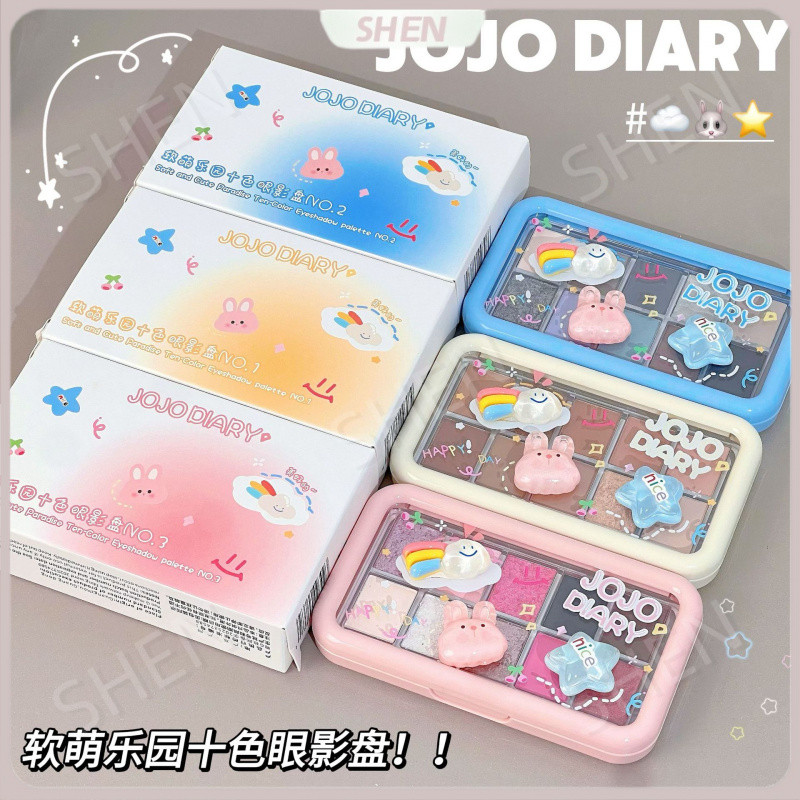 JOJO DIARY Mềm Mại Dễ Thương Thiên Đường Mười Màu Phấn Mắt Bảng Màu Đất Ngọc Trai Mịn Nhấp Nháy Nhấp Nháy Giá Rẻ Sinh Viên Đảng Phấn Mắt