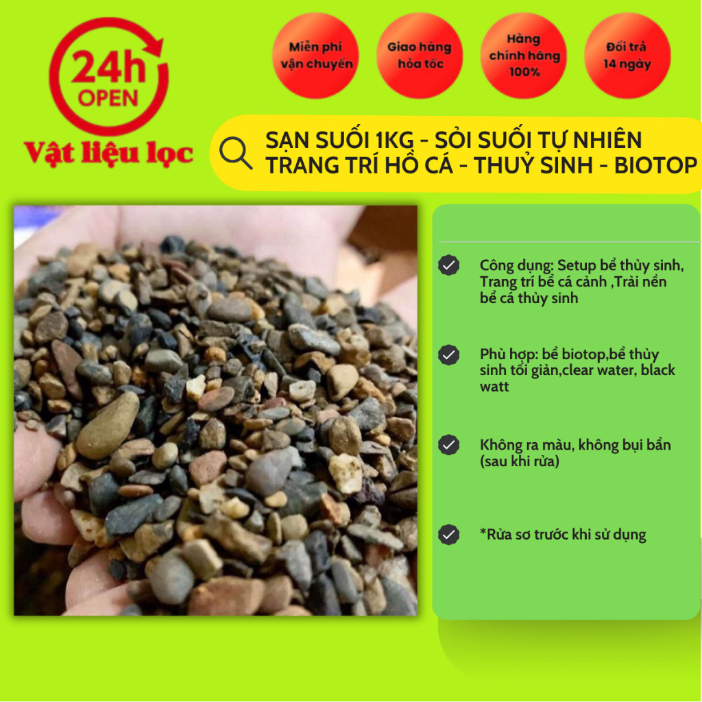 ( .. SẠN SUỐI 1KG - SỎI SUỐI TỰ NHIÊN TRANG TRÍ HỒ CÁ - THUỶ SINH - BIOTOP . )