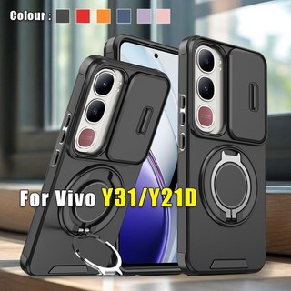 Ốp Cho Vivo Y31 Y21D VivoY31 VivoY21D 5G 4G Trượt Ống Kính Máy Ảnh Giáp Chống Sốc Ốp Điện Thoại Stent Đẩy Bảo Vệ Ống Kính Máy Ảnh Ốp Lưng Cứng Giá Đỡ Vòng Từ Tính Dễ Thương