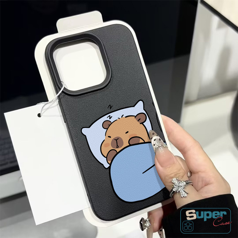 Ốp Lưng Tương Thích Cho IPhone 16 11 17 13 15 14 12 Pro Max XR 14 17 16 13 15 12 Pro 15 16 14 Plus X XS Max Cặp Đôi Thời Trang Hoạt Hình Dễ Thương Capybara Loopy Vỏ Ngủ