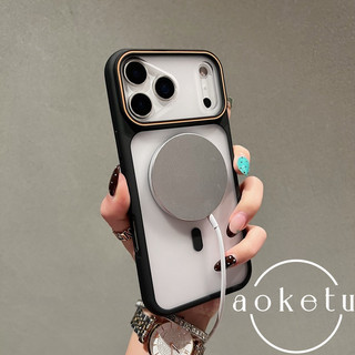 Ốp điện thoại từ tính mờ hình tròn tương phản cửa sổ lớn phù hợp cho iPhone 11 12 13 14 15 16 17 Pro max bán trong suốt bao gồm tất cả vỏ chống rơi