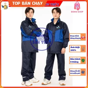K5_Bộ áo mưa 2 lớp Sơn Thủy K5 dobaoholaodonghn, bộ quần áo mưa thời trang cao cấp màu xanh cải tím than