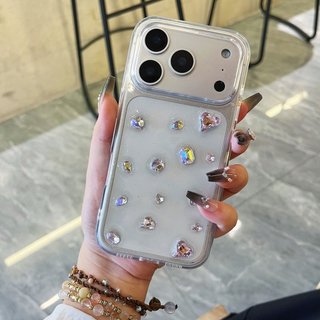 Hàn Quốc 3D Hồng Kim Cương Trái Tim Tình Yêu Lấp Lánh Sequin Trong Suốt Ốp Lưng Điện Thoại iPhone 17Promax 17Pro 16Promax 12 13 14 15 Pro Max Vỏ Điện Thoại Di Động Nữ Chống Sốc