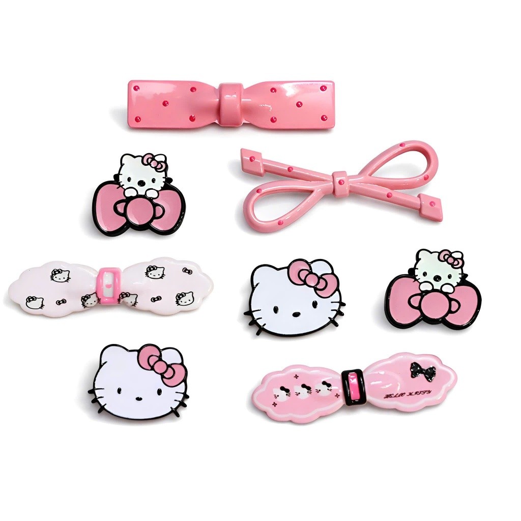 Set Charm Hello Kitty Nơ Hồng Pastel Cute – Set 8 món Trang Trí Dép Xinh Xắn Phong Cách Ngọt Ngào Dễ Thương